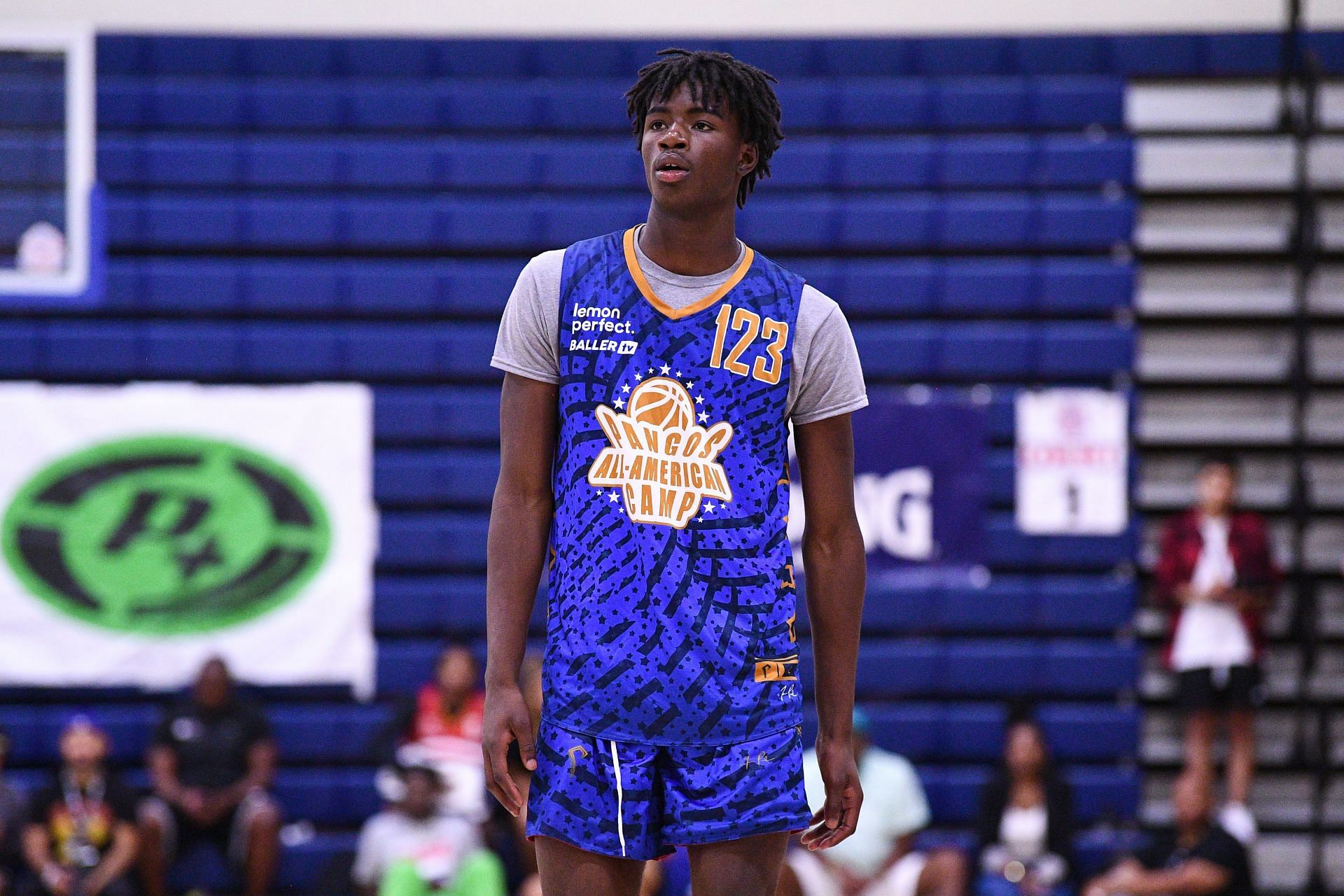 Caleb Holt looks on during the Pangos All-American Camp on June 6, 2022 at the Bishop Gorman High School in Las Vegas. Photo: Getty